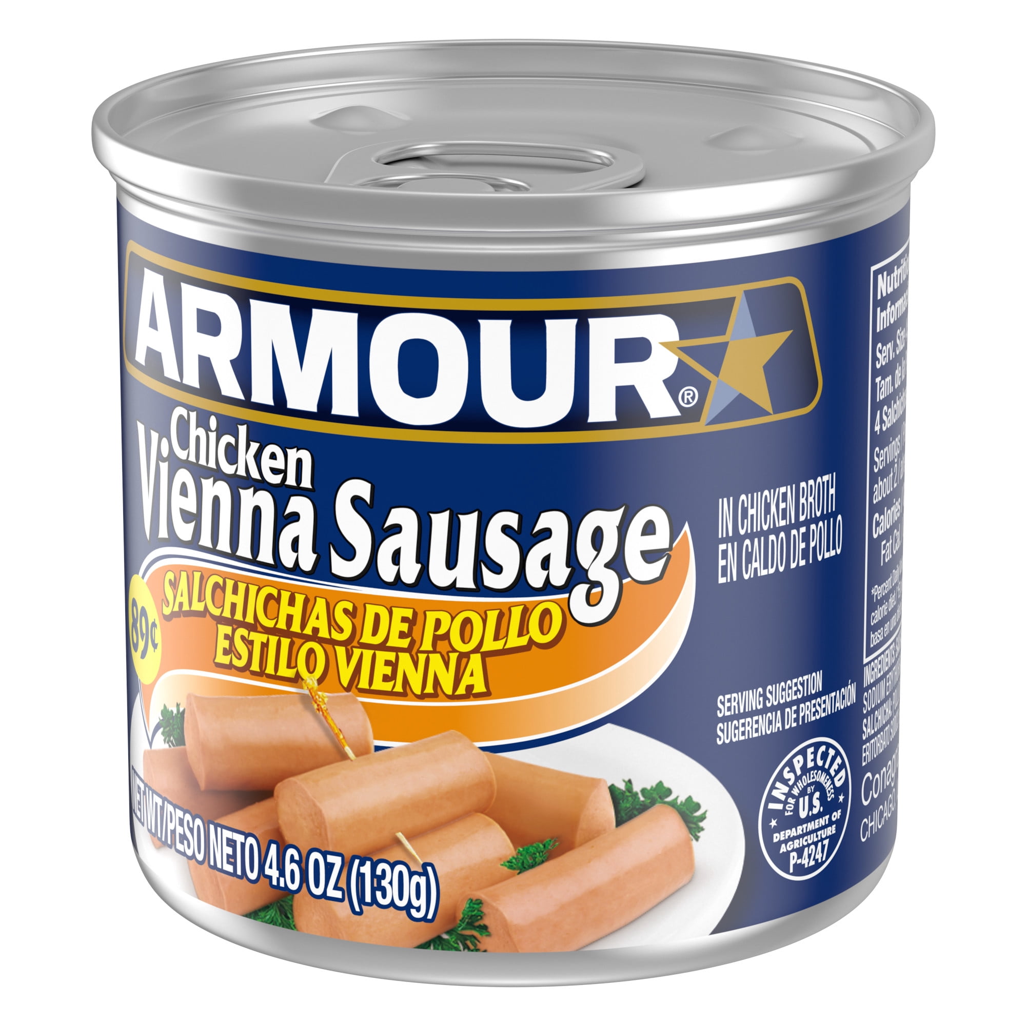 Armour Chicken Vienna Sausage, 7g Protein Per serving, 4.6 oz Can