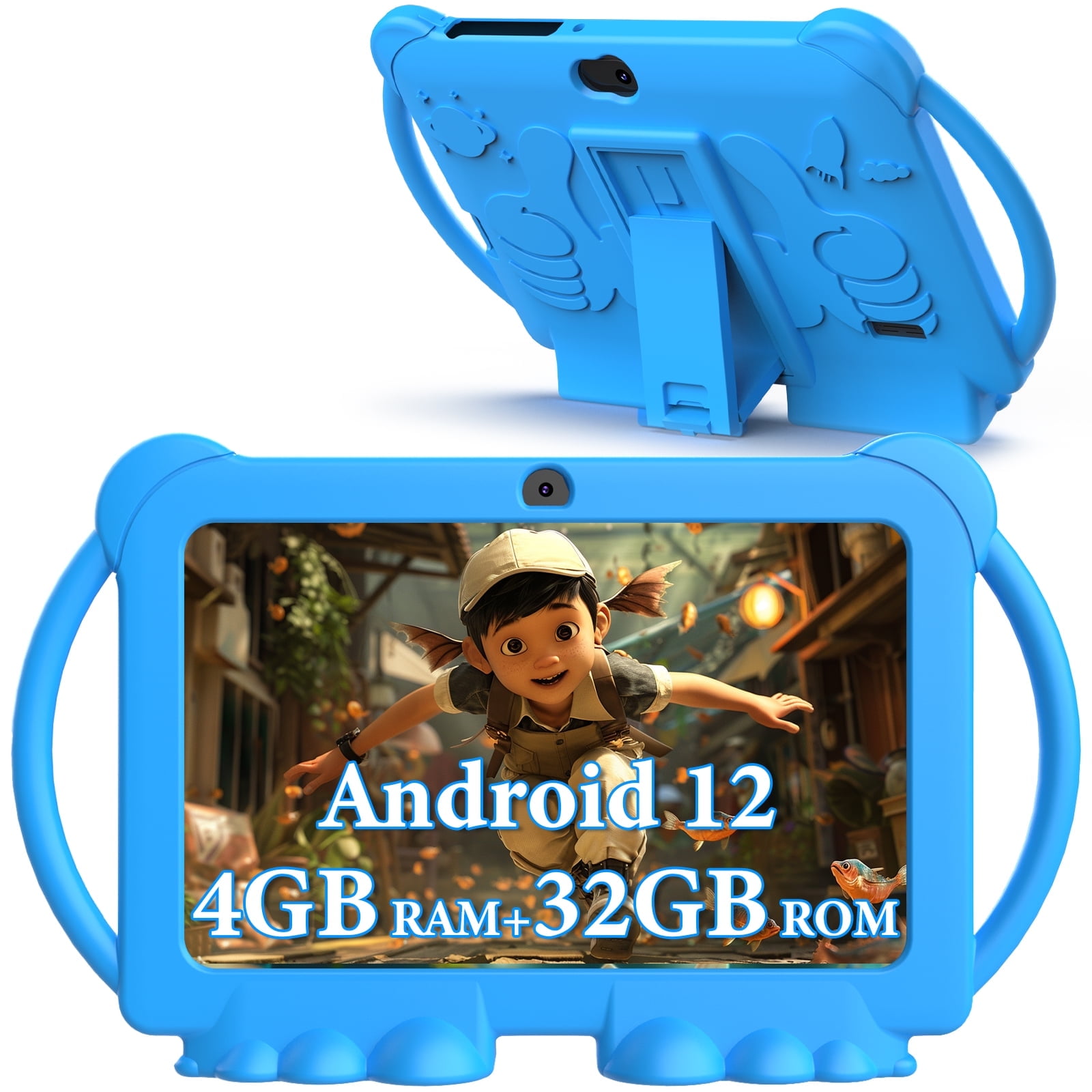 2024 Kids Tablet, Android 12 Tablet for Kids 7 inch, 4+32GB ROM(1TB Expand) Blue