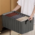 thumbnail image 3 of Caja de Almacenamiento de Ropa con de Metal Plegable una Rayas Beige Caja de Almacenamiento de Pantalones de Gran Capacidad, 3 of 5