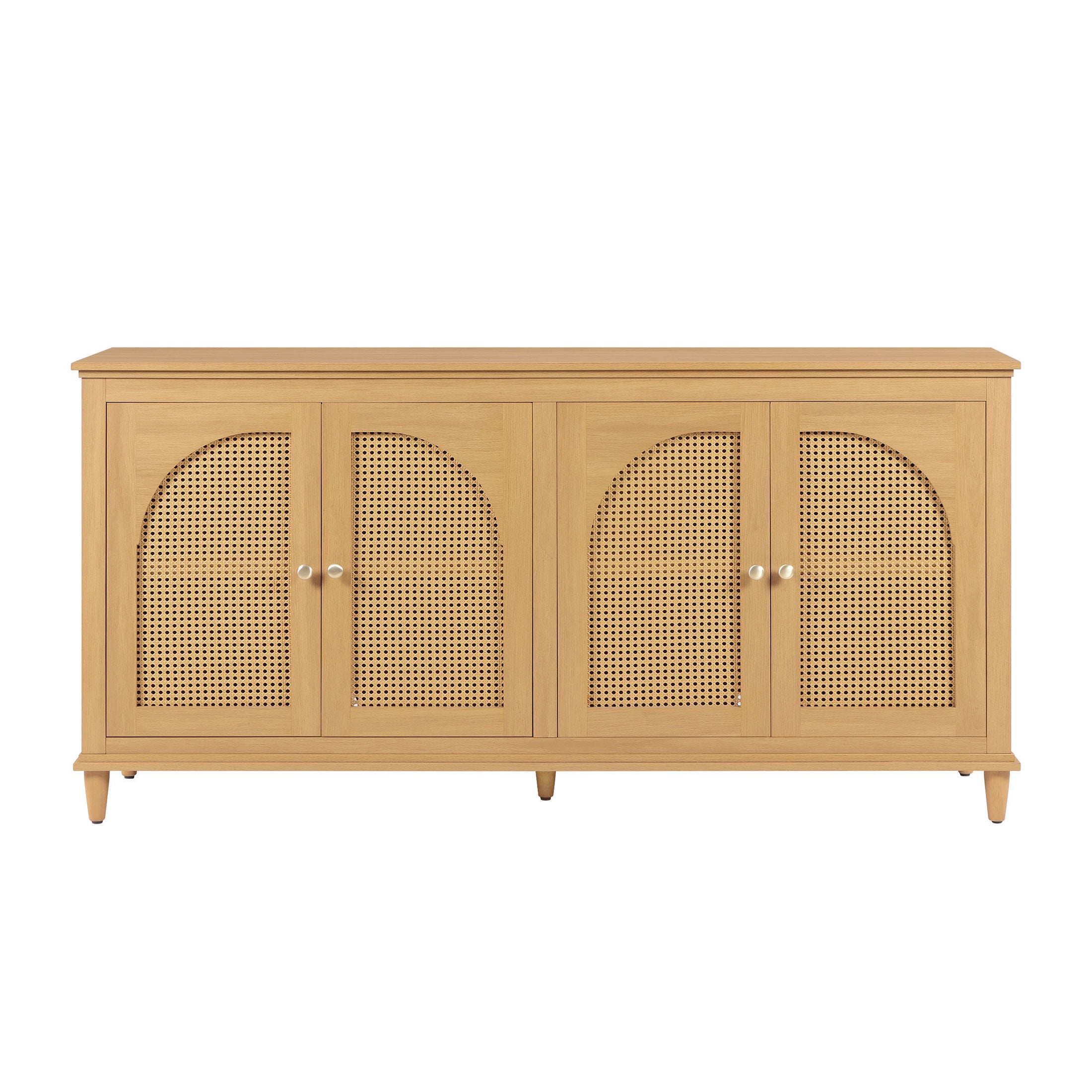 Beautiful Drew Rattan 4-Door Buffet Sideboard by Drew Barrymore, Warm Honey Finish