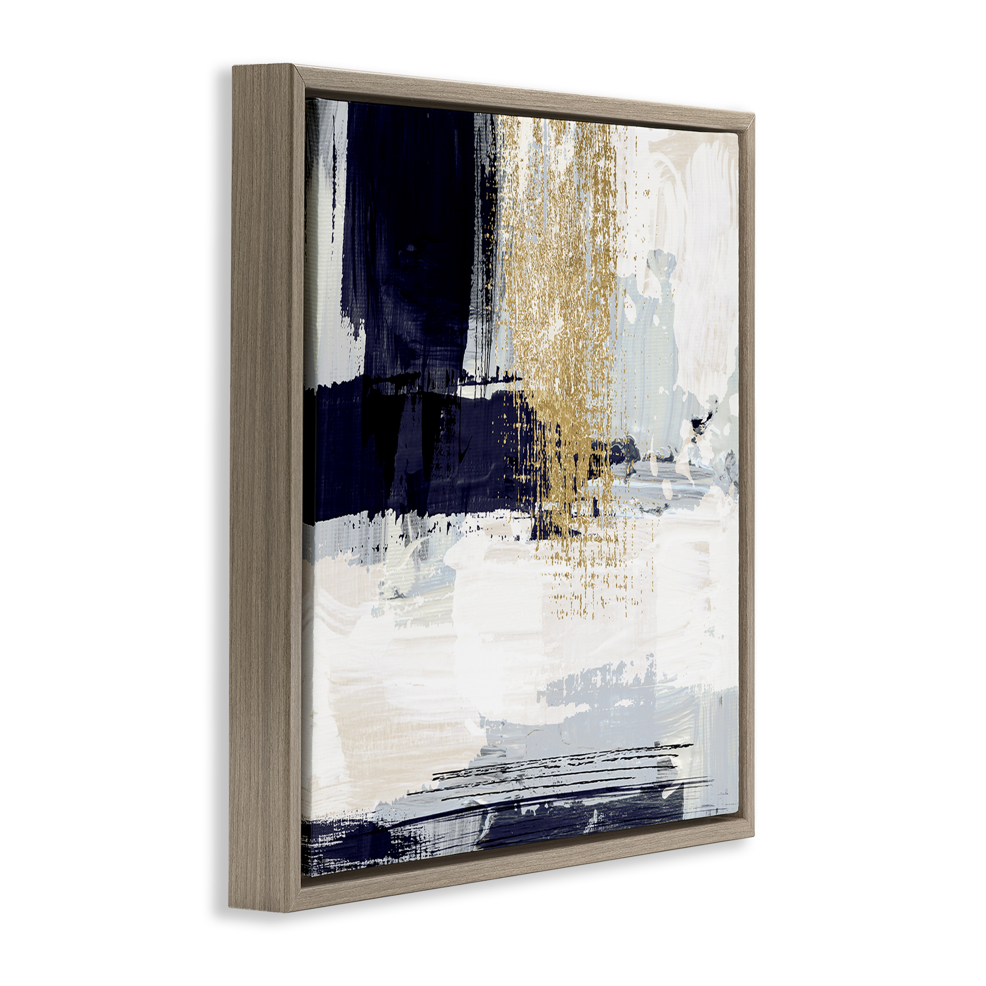 Stupell Industries Gold Accented Abstract Abstract Painting Brown Floater Framed Canvas Art Print Wall Art, 25 x 25