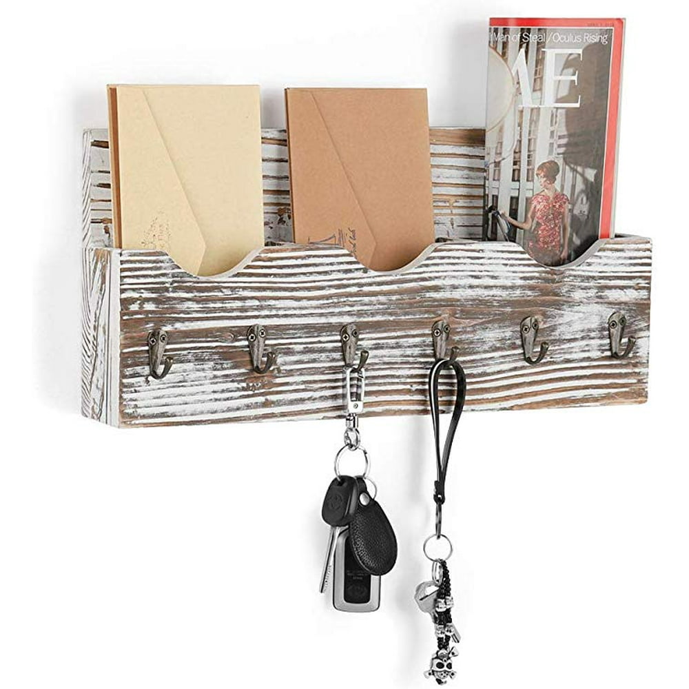 Wallmounted Mail Holder Organizer, Sorter with 3 Storage compartments