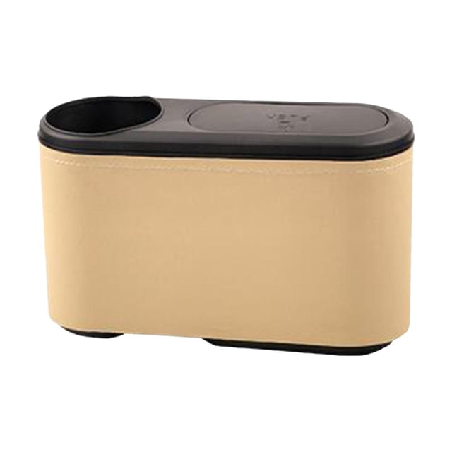 Bote de basura para coche Macarena contenedor de basura de Cuero PU beige