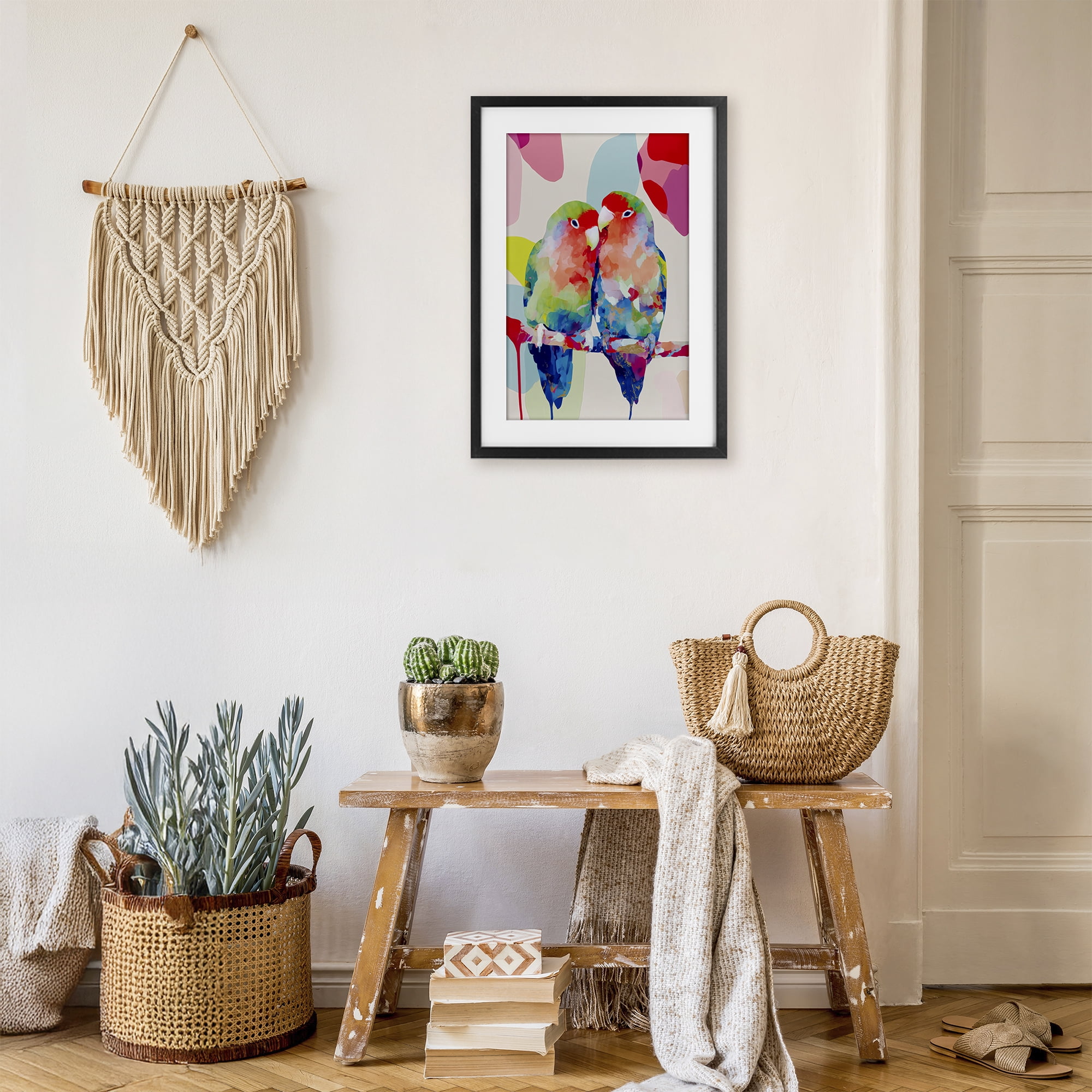 Stupell Industries Lovebirds on a Branch Black Framed Print Under Glass, design by Chromatic Storm Studio