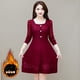 thumbnail image 3 of Vestido de estilo coreano de otoño e invierno de longitud media con encaje de diamantes de imitación que adelgaza la cintura falda ancha de fondo para madre, 3 of 5