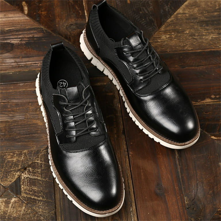 YUHAOTIN Mens Leather Shoes Size 15 Wide Classic Style Men Lace up Vintage  Leather Shoes Business Casual Shoes Roundtoe Leather Shoes Leather Slip on