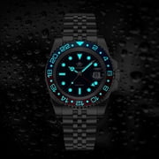 ADDIESDIVE Mens Watch Swiss GMT Quartz Movement Dive Watch 200M Waterproof with Rotating Aluminum Bezel & Luminous for Diving, Travel, Business