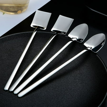

4 Pcs New 304 Stainless Steel Spoon Creative Retro Industrial Flat Tip Shovel/Pointed shovel