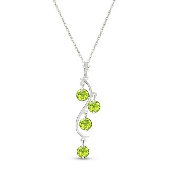 Galaxy Gold GG 14K White Gold Peridot Pendant Necklace - August Birthstone - Warmth & Prosperity - 16" to 24" - Fine Jewelry for Women