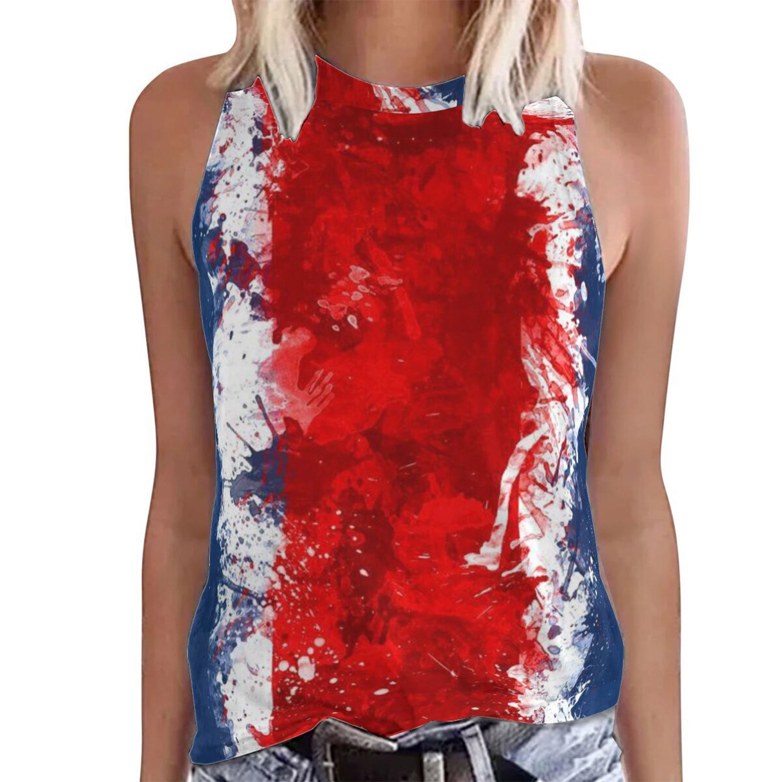 Usmisi 4th of July Tank Tops Plus Size Lightweight Patriotic Racerback Vest Independence Day