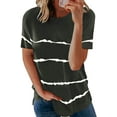 thumbnail image 1 of Womens Striped Color Block Short Sleeve Causal Blouses T Shirts Tops, 1 of 6