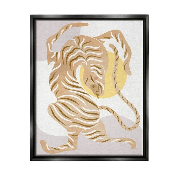 Geometric Tiger Stripes Shapes Animals & Insects Graphic Art Jet Black Framed Art Print Wall Art