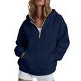 thumbnail image 3 of Wxolcjlv Solid Quarter Zip Hoodies for Women Long Sleeve Pullover Tops, 3 of 6