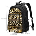 thumbnail image 5 of Golden Wild Animal Skins With African Tribal Motifs Laptop Backpack with USB Charging Headphone Port Casual Daypack Bag College Business Travel, 5 of 7