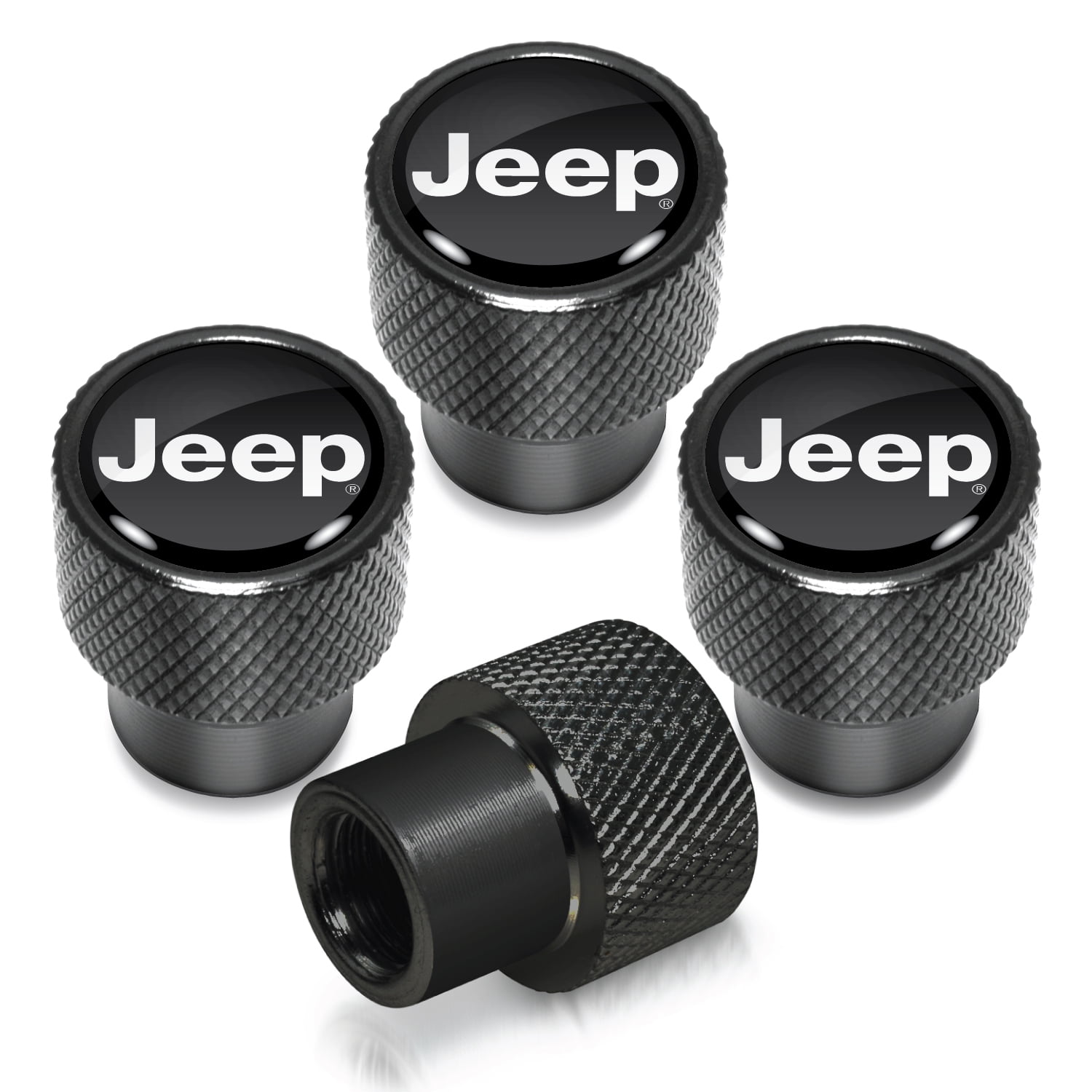 4pcs Black Wheel Air Tire Valve Stem Cap Fit For Jeep Car Model 