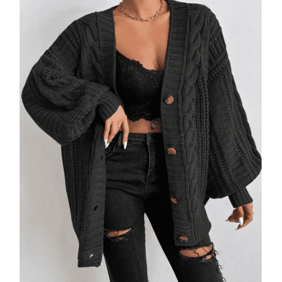 Womens Oversized Cardigan Sweaters Fall Winter Lightweight Soft Knit Cardigan Open Front Button Outwear Coats