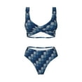 thumbnail image 4 of Rocae Pixel Grid for Bikini Set for Women Two Piece Sexy High Swimsuits Split Crossover Bikini Medium, 4 of 9