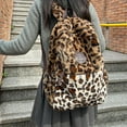 thumbnail image 4 of Fuzzy Cheetah Cute Backpack, Y2k Purse Fleece Chic Bookbag Trendy Aesthetic Coquette Daypack 90s Purse, 4 of 8