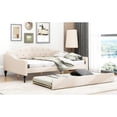 thumbnail image 6 of Beige Full Size Daybed With Upholstered Cover And Twin Trundle - & Eye-catching , Stylish, Space, 6 of 7