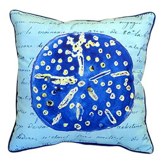 Betsy Drake ZP989 Blue Sand Dollar Indoor & Outdoor Throw Pillow- 22 x 22 in.