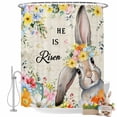 thumbnail image 2 of Easter Shower Curtain Easter Bunny Shower Curtains for Bathroom Decor, Waterproof Polyester Shower Curtain Set with Hooks, Extra Long 72" x 84" Spring Flower Leaves Egg Vintage, 2 of 9