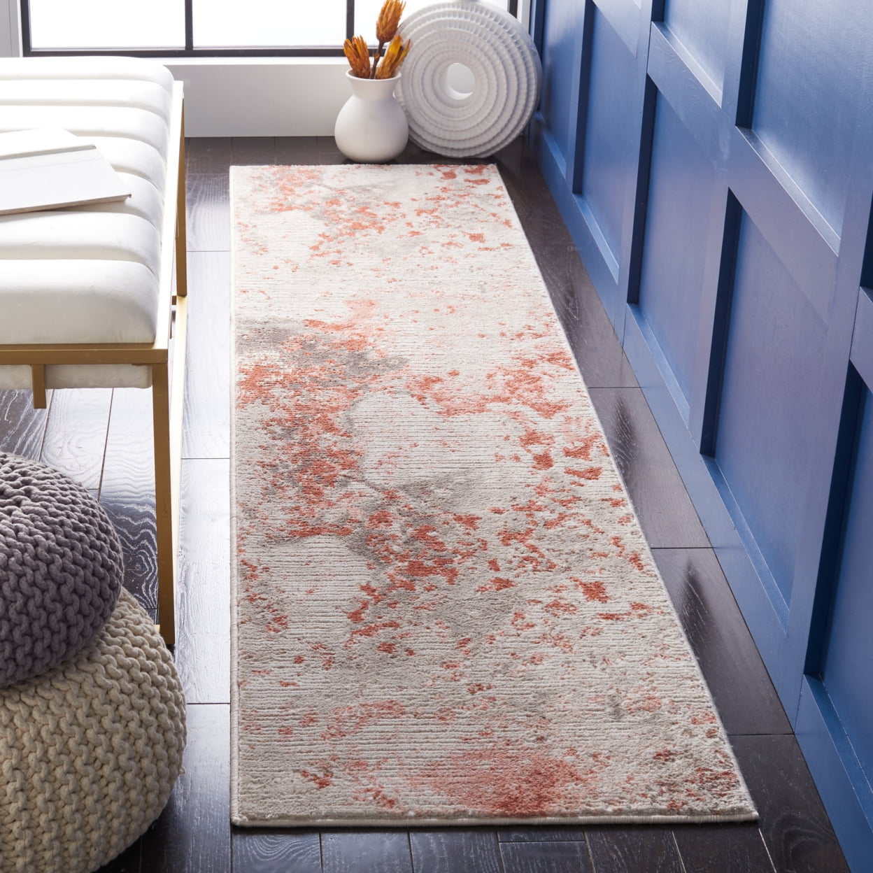 SAFAVIEH Meadow Cole Distressed Area Rug, Beige/Pink, 8' x 10'