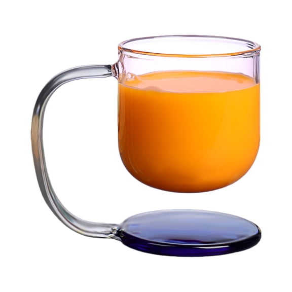 Floating Effect Glass Mug Heat Shock Resistant With Comfort Handle and Base Coffee Beverage Cup For Office Home Use