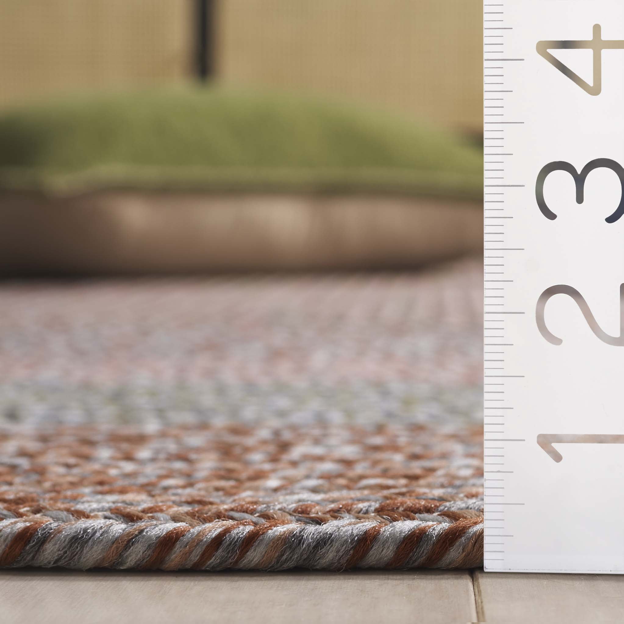 SAFAVIEH Braided Kent Geometric Machine Washable Reversible Area Rug, Brown/Gray Pink, 2' x 4' Half Moon