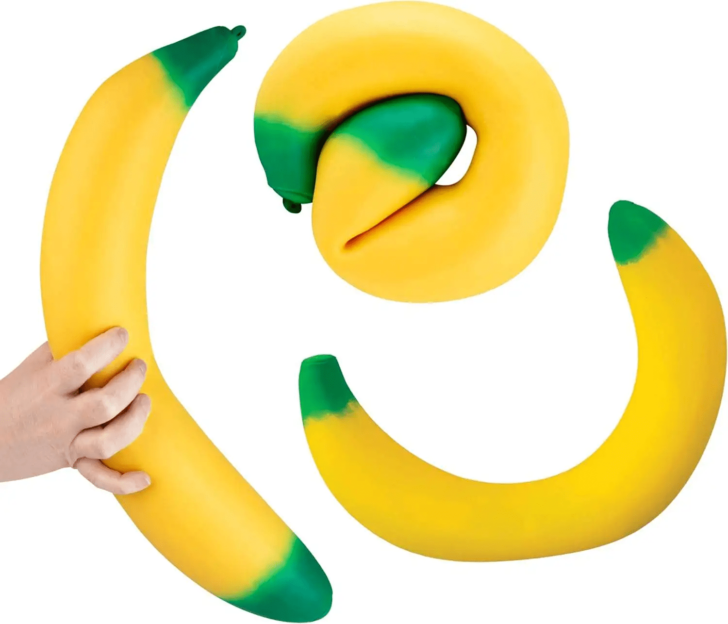Guvpev 13.8" Sqweezy Jumbo Banana, Giant Big Stress Relief Banana Squishy Toys, Funny Realistic Desk Accessory, Super Stretchy Sensory Stress Ball, Focus & Relaxation