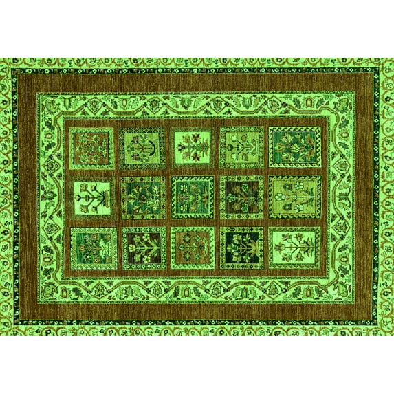 Ahgly Company Indoor Rectangle Abstract Green Modern Area Rugs, 8' x 12'