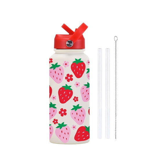 Kids Insulated Water Bottle, 32oz Large Capacity Stainless Steel Kids Cup with Straw Travel Tumbler Double Wall Vacuum Leak Proof Toddler Water Bottle for School Boys Girls(1 Pack)