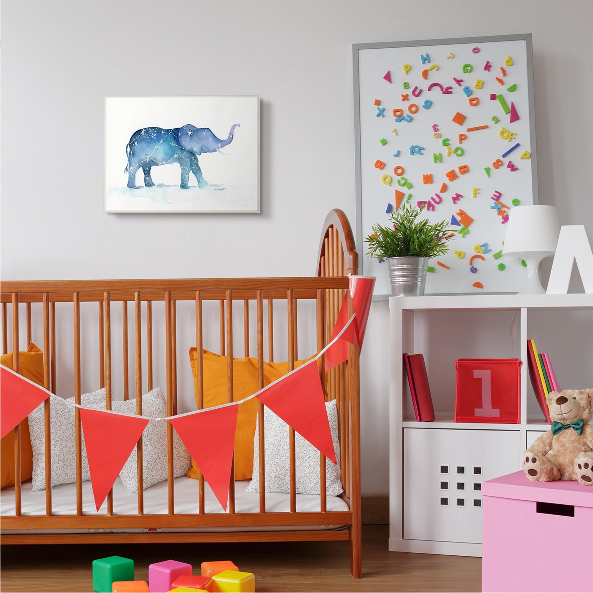 Stupell Industries Elephant March with Abstract Night Sky Constellation Wall Plaque, 13 x 19, Design by Melissa Hyatt LLC