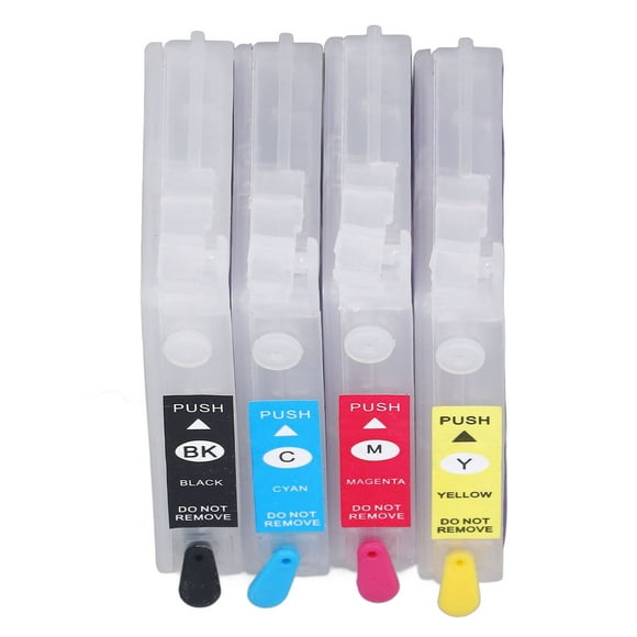 4 Pcs Cartouche d'Encre BK C m Y 4 Couleurs Cartouche d'Imprimante Réutilisable avec Puce Permanente