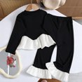 thumbnail image 5 of Spazoro Girls 2PC Outfit Sets, Elastic Waist Round Neck Long Sleeve Fall Matching Casual Clothing for Daily Wear Black Size 2-3T, 5 of 7