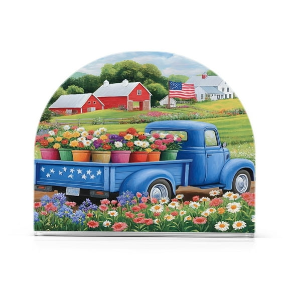 Ryvnso Truck Flowers in Farm Acrylic Napkin Holder Table Kitchen Paper Tissue Organization