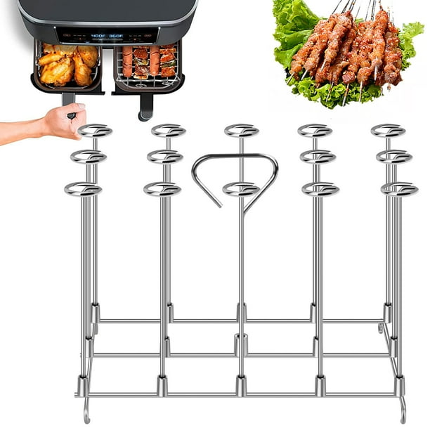 Air Fryer Skewer Stand Rectangle Stainless Steel Skewers Rack Vertical Kabob Skewer Stand Holder