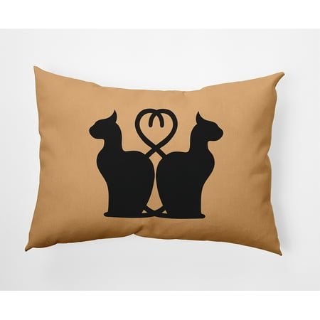 Simply Daisy 14" x 20" Conniving Cats Indoor/Outdoor Polyester Throw Pillow, Pale Gold