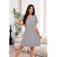 thumbnail image 3 of Ekouaer Nightgowns for Women V-Neck House Dresses Short Sleeve Moo Moos Mumu Dresses Lounge Dress, 3 of 8