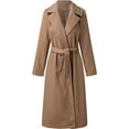 thumbnail image 2 of 2022 Women New Coats for Women Winter Faux Wool Coats Trench Long Jacket Slim Maxi Belt Womens Ring Master Overcoat, 2 of 5