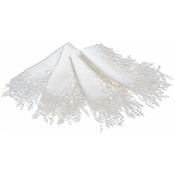 Floral Garden Lace Trim Napkins (Set of 4), 20 x 20, White$$Home Decor, Kitchen, & Other