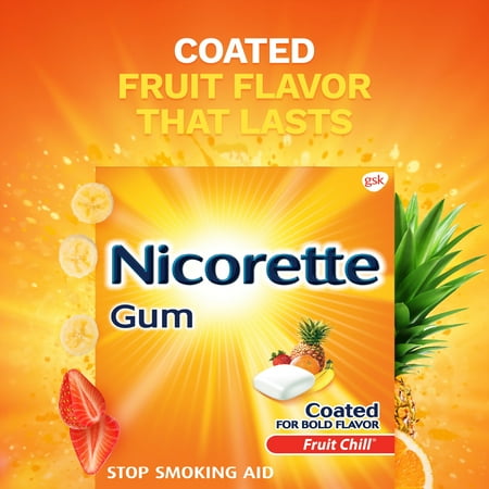 Nicorette Nicotine Gum to Stop Smoking, Fruit Chill Flavor, 4 Mg, 20 Count