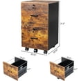 thumbnail image 3 of XPOPR 2-Drawer Small Rolling File Cabinet with Lock, Wood Filing Cabinet for Hanging Letter Size Filings with Tabs, Mobile Under Desk File Cabinets for Home Office, Rustic Brown & Black, 3 of 12
