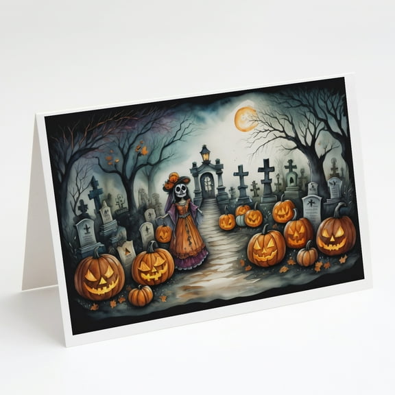 La Catrina Skeleton Spooky Halloween Greeting Cards and Envelopes Pack of 8 7 in x 5 in