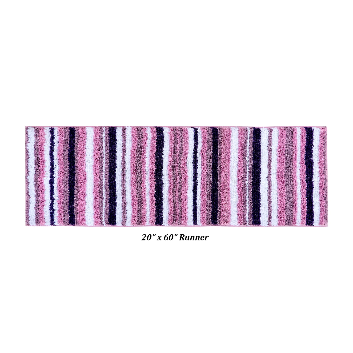 Better Trends 20" x 60" Bathroom Runner Mat, 100% Polyester Non-Slip Bath Rug, Water Absorbent, Machine Washable Griffie Collection - Purple