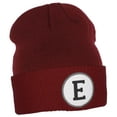 thumbnail image 2 of Daxton Custom A to Z Initial Letters Cuff Hat Beanie Warm Knit Skull Cap, Burgundy Letter E, 2 of 4