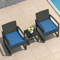 thumbnail image 5 of Lofka 3 Piece Patio Furniture Set Outdoor Wicker Rocking Furniture Conversation Set with Glass Coffee Table for Garden,Deck,Balconies,(Blue Cushion), 5 of 11