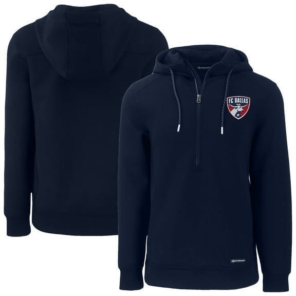 Men's Cutter & Buck Navy FC Dallas Roam Eco Half-Zip Recycled Pullover Hoodie