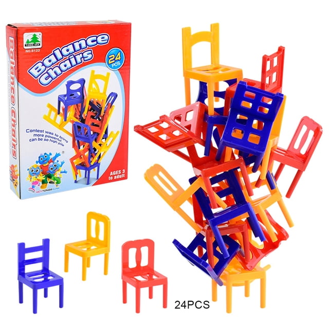 Juego de sillas apilables de colores para niños, juego de sillas de equilibrio, sillas apilables, 24 Uds.