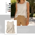 thumbnail image 4 of Linen Tank Tops For Women Linen Tops For Women Sleeveless Summer Linen Shirts Summer Beach Sleeveless Tops Cotton Boho Tops Lightweight Linen Blouses For Women Linen Clothing For Women Beige L, 4 of 9