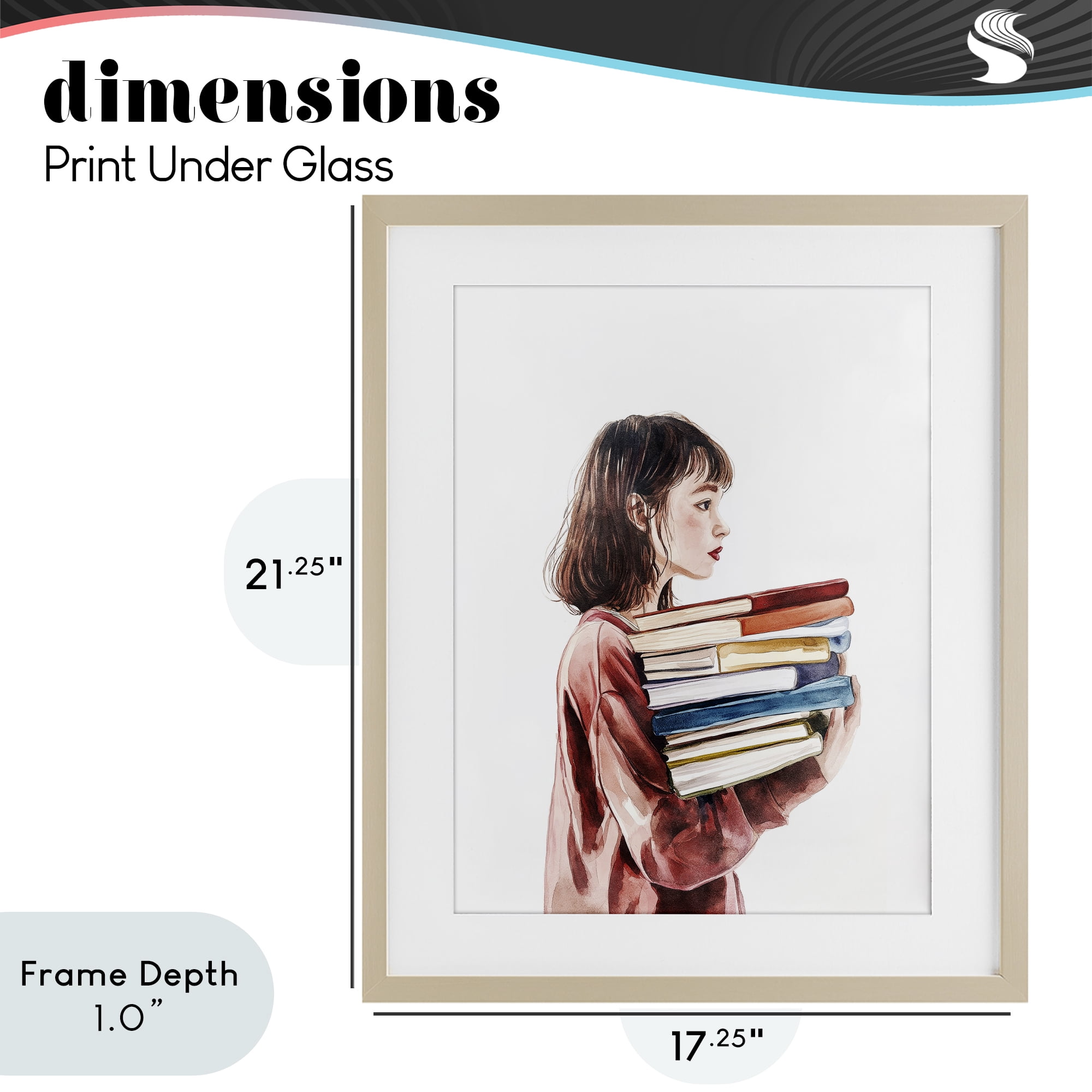 Stupell Industries The Book Bearer Girl Birch Framed Print Under Glass, design by Svetlana Aleynikova